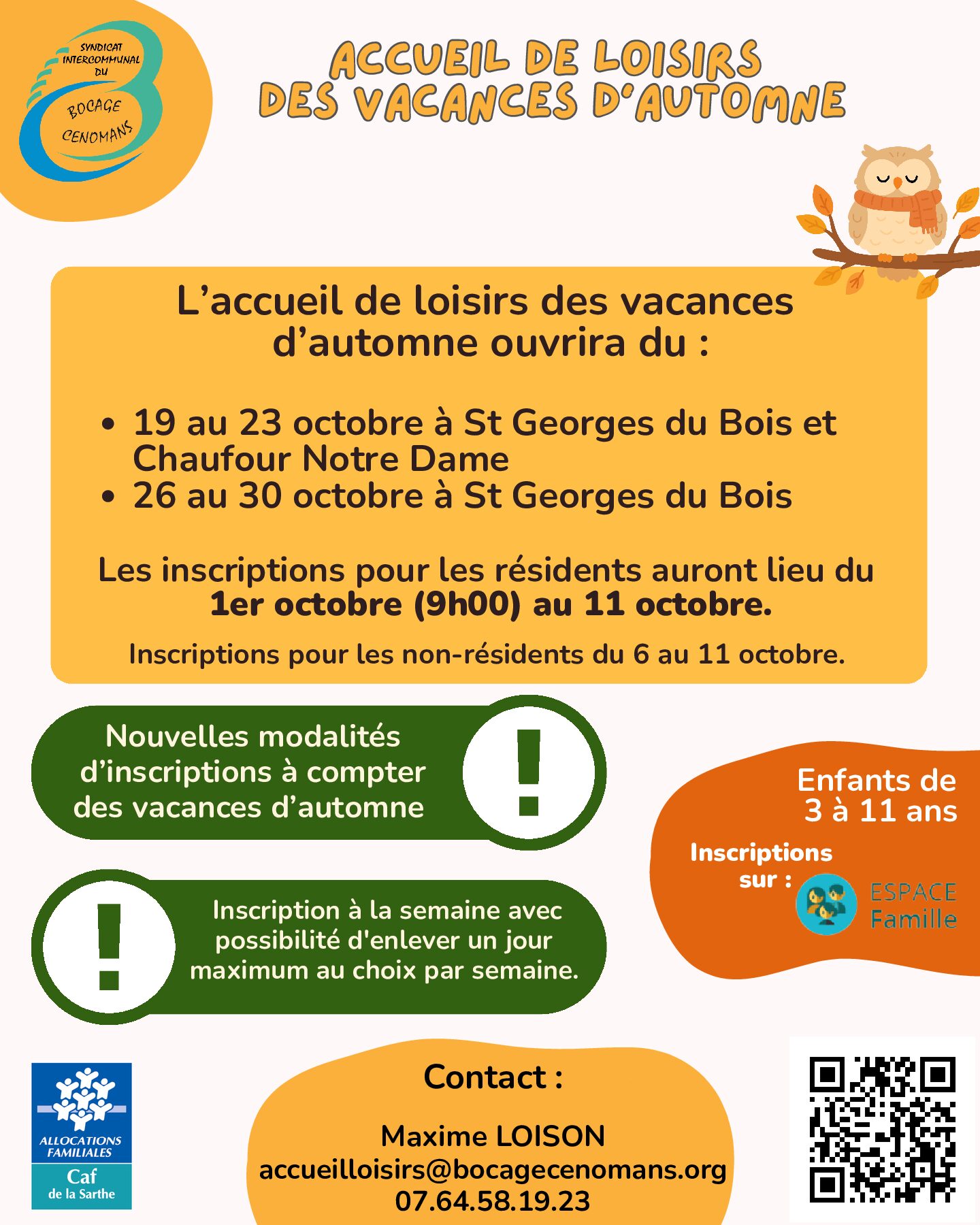 ACCUEIL DE LOISIRS DES VACANCES AUTOMNE